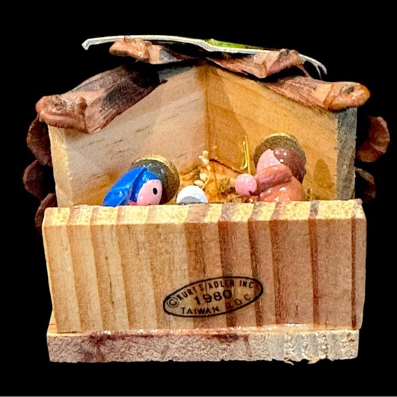 Kurt Adler 1980 Vtg Handmade & Hand-Painted Wooden Nativity Scene Xmas Ornament - Picture 10 of 11